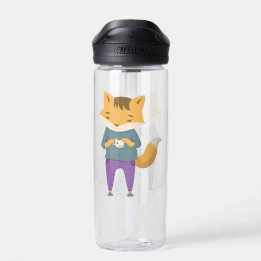 Niedlicher Fuchs mit Tasse Tee Trinkflasche (Rückseite)