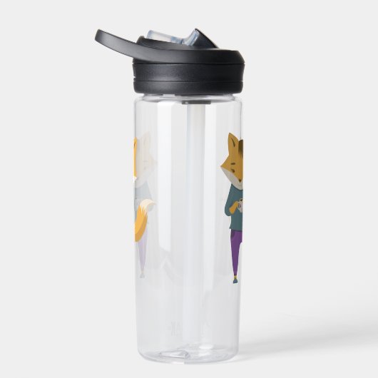 Niedlicher Fuchs mit Tasse Tee Trinkflasche (Rechts)