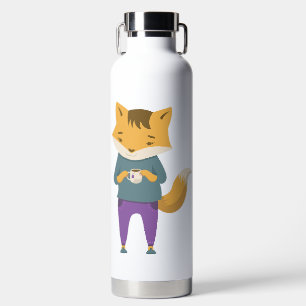 Niedlicher Fuchs mit Tasse Tee Trinkflasche