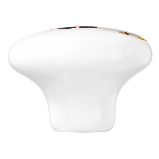 Niedlicher Fuchs mit Toadstoolpilzen Keramikknauf (Seitenansicht)