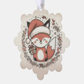 Niedlicher Fuchs mit Weihnachtsmannmütze Wrath Gef Ornament Karte (Linke Ecke)