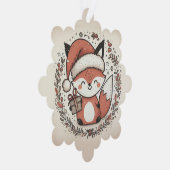 Niedlicher Fuchs mit Weihnachtsmannmütze Wrath Gef Ornament Karte (Rechts)