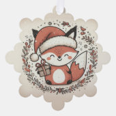 Niedlicher Fuchs mit Weihnachtsmannmütze Wrath Gef Ornament Karte (Vorderseite)