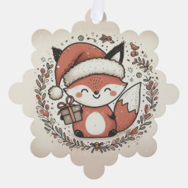 Niedlicher Fuchs mit Weihnachtsmannmütze Wrath Gef Ornament Karte