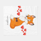 Niedlicher Fuchs, rote Herzen, Kindername oder Ihr Fleecedecke (Vorderseite (Horizontal))