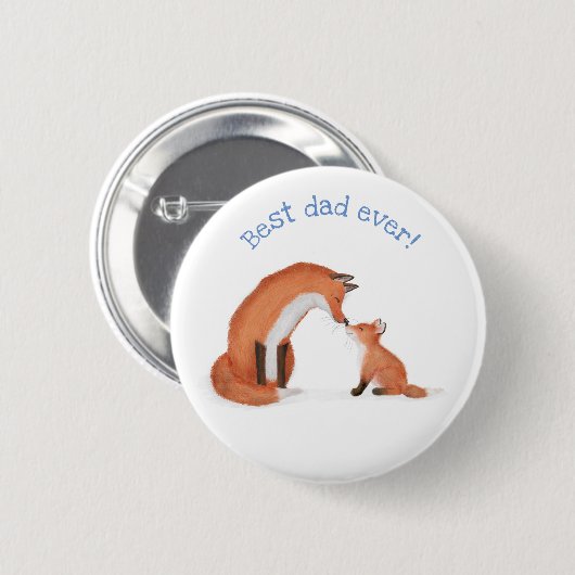 Niedlicher Fuchs und Cam "Best Vater ever" Abzeich Button (Vorne & Hinten)