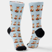 Niedlicher Fuchs und Eule - Whimsische Wald-Illust Socken (Gewinkelt)