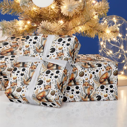 Niedlicher Fuchs und Punkte Nahtlos Geschenkpapier (Feiertage)