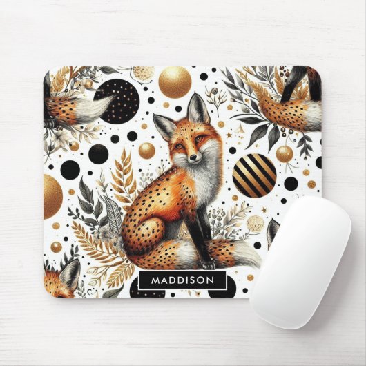Niedlicher Fuchs und Punkte Nahtlos Mousepad (Mit Mouse)