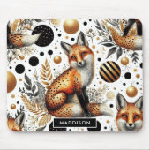 Niedlicher Fuchs und Punkte Nahtlos Mousepad (Vorne)