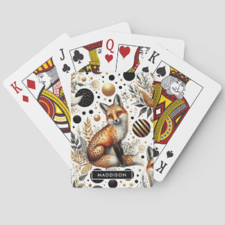 Niedlicher Fuchs und Punkte Nahtlos Spielkarten
