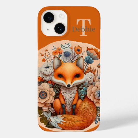 niedlicher Fuchs und Tierfreunde mit Monogramm Case-Mate iPhone Hülle (Rückseite)