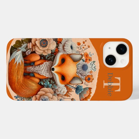 niedlicher Fuchs und Tierfreunde mit Monogramm Case-Mate iPhone Hülle (Rückseite (Horizontal))