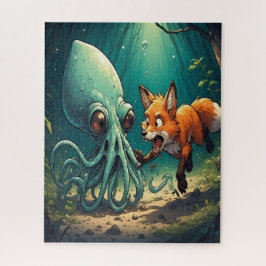 Niedlicher Fuchs und Tintenfisch Puzzle
