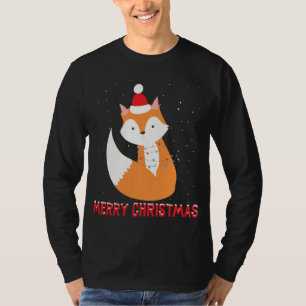 Niedlicher Fuchs Weihnachtsbaum Lichter Weihnachte T-Shirt
