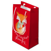 Niedlicher Fuchs wickelte oben Kunst genannte Kleine Geschenktüte (Rückseite Schrägansicht)