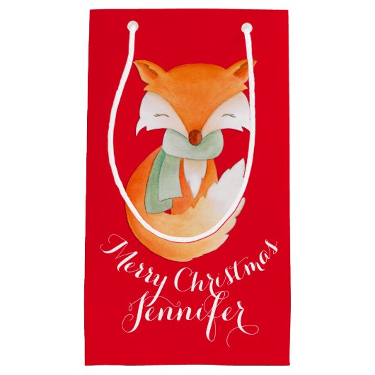 Niedlicher Fuchs wickelte oben Kunst genannte Kleine Geschenktüte (Vorderseite)