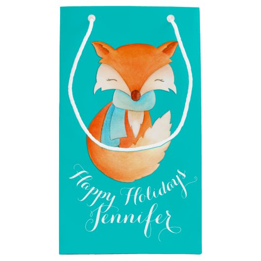 Niedlicher Fuchs wickelte oben Kunst genannte Kleine Geschenktüte (Rückseite)