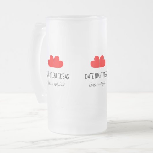 Niedlicher Fun DATE NIGHT IDEAS Anleitungen mit Ih Mattglas Bierglas (Vorderseite Links)