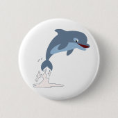 Niedlicher Fun-Loving Cartoon Dolphin Button (Vorderseite)
