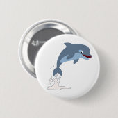 Niedlicher Fun-Loving Cartoon Dolphin Button (Vorne & Hinten)