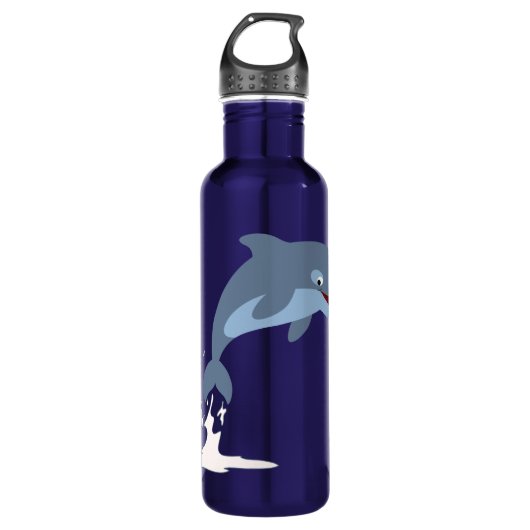 Niedlicher Fun-Loving Cartoon Dolphin Edelstahlflasche (Vorderseite)