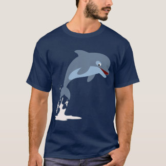 Niedlicher Fun-Loving Cartoon Dolphin T - Shirt