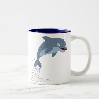Niedlicher Fun-Loving Cartoon Dolphin Zweifarbige Tasse