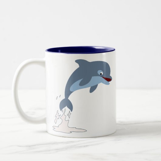 Niedlicher Fun-Loving Cartoon Dolphin Zweifarbige Tasse (Links)
