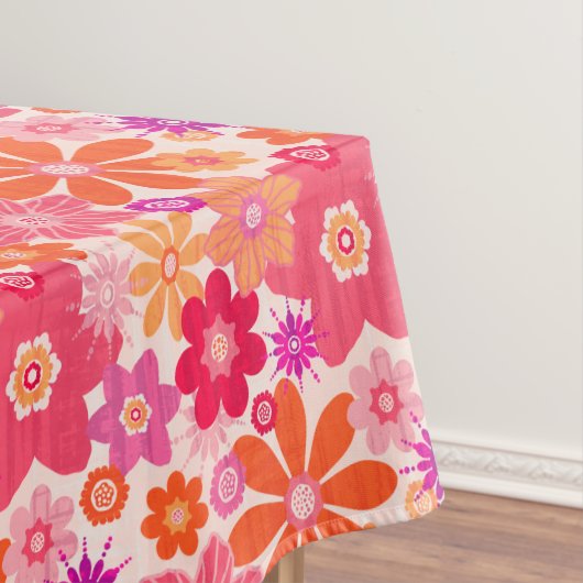 Niedlicher Fun Retro Stil Blumenmuster Orange Pink Tischdecke (Beispiel)