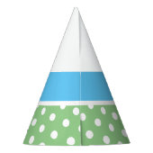Niedlicher Fun Sky Blue gepunktete, hellgrüne Stre Partyhütchen (Rückseite)