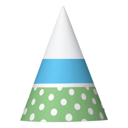 Niedlicher Fun Sky Blue gepunktete, hellgrüne Stre Partyhütchen (Vorderseite)