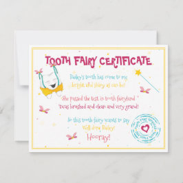 Niedlicher Fun Tooth Faible Certificate Pink Color Mitteilungskarte