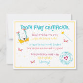 Niedlicher Fun Tooth Fairy Certificate Blue Color  Mitteilungskarte (Vorderseite)