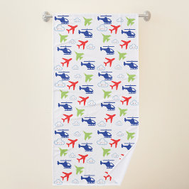 Niedlicher Fundus von Flugzeugen und Wolken Badehandtuch