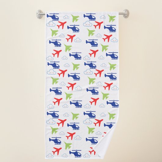 Niedlicher Fundus von Flugzeugen und Wolken Badehandtuch