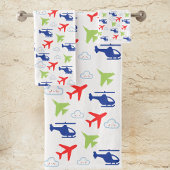 Niedlicher Fundus von Flugzeugen und Wolken Badhandtuch Set