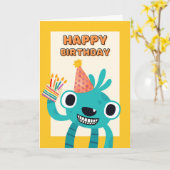 Niedlicher fünfter Geburtstag für Kind mit Kreatur Karte (Gelbe Blume)