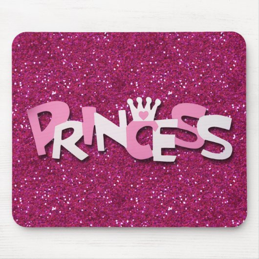Niedlicher Funkelnd Hot Pink Princess Glitzer Mousepad (Vorne)
