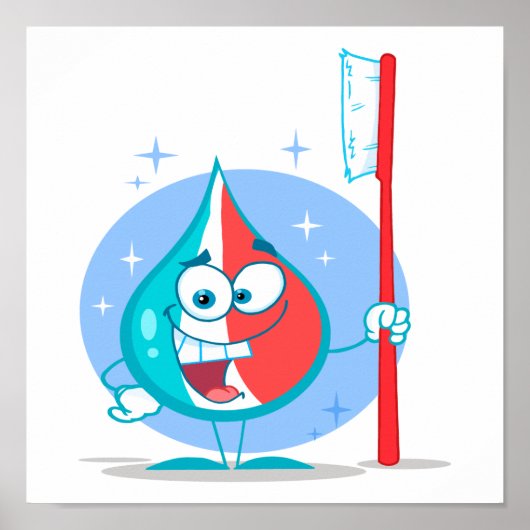 niedlicher, funkelnder Zahnpastacharakter mit Zahn Poster (Vorne)