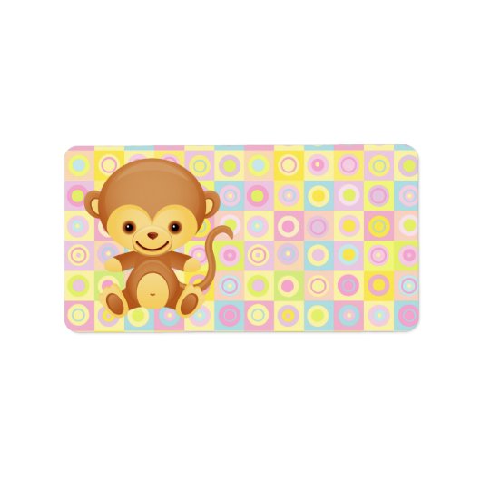 Niedlicher Funky Pattern Monkey Adressaufkleber (Vorne)