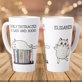 Niedlicher Funny Book Cat Lover Quote Name Milchtasse