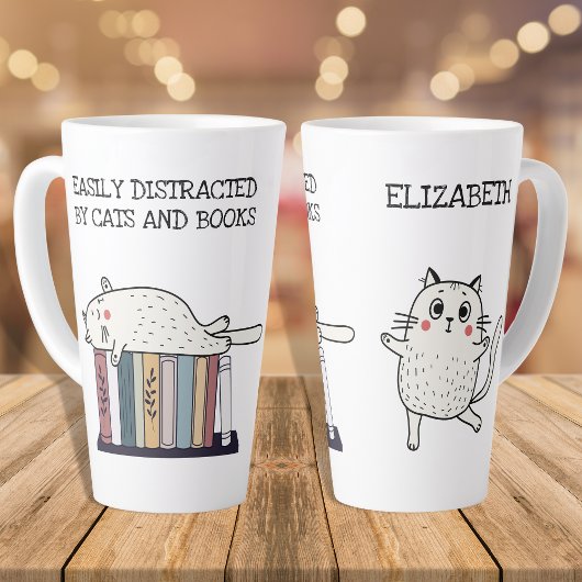 Niedlicher Funny Book Cat Lover Quote Name Milchtasse