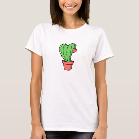 Niedlicher Funny Cactus Heart Valentine's Day T-Shirt (Vorderseite)