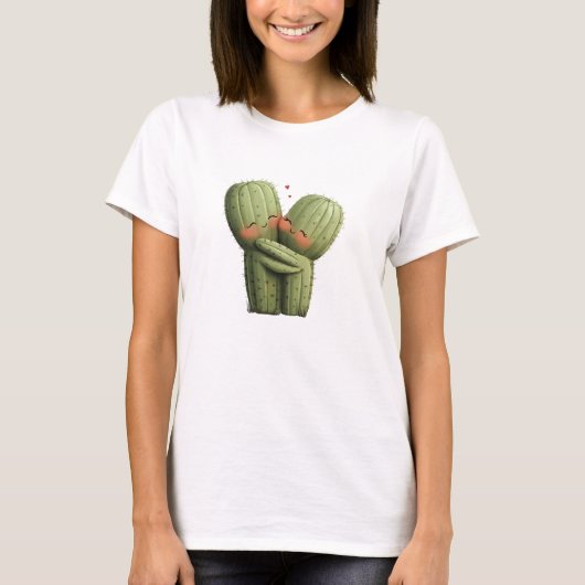 Niedlicher Funny Cactus Heart Valentine's Day T-Shirt (Vorderseite)