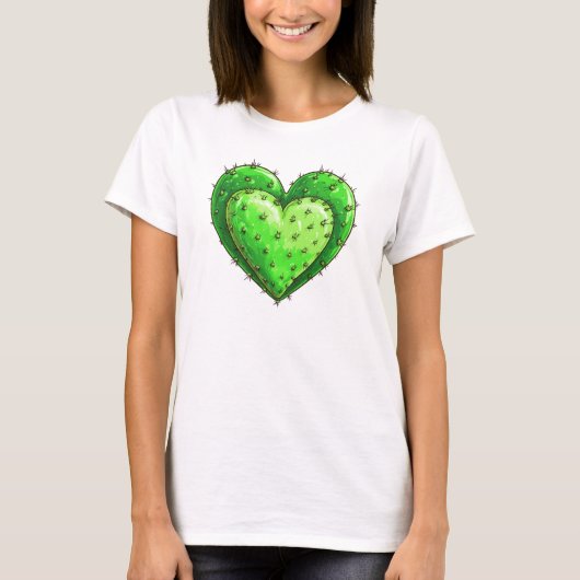 Niedlicher Funny Cactus Heart Valentine's Day T-Shirt (Vorderseite)