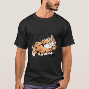 Niedlicher Funny Cartoon Fett Tiger am Essen T-Shirt