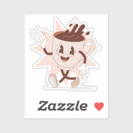 Niedlicher Funny Coffee Cartoon Aufkleber