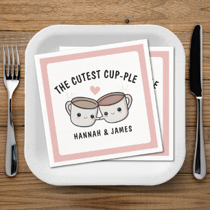 Niedlicher Funny Coffee Cup Ehepaar Hochzeitstag Serviette