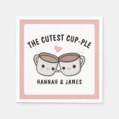 Niedlicher Funny Coffee Cup Ehepaar Hochzeitstag Serviette (Vorderseite)